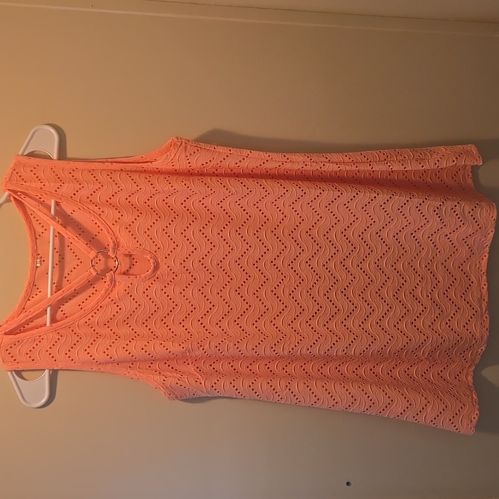 Amazon Sleeveless Coral Eyelet Tank Top